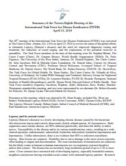The Carter Center: Summary of the Twenty-Eighth meeting of the International task force for Disease Eradication ITFDE; 2018