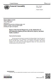 United Nations: Report of the Special Rapporteur on the elimination of discrimination against persons affected by leprosy and their family members; 2018