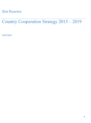 Sint Maarten Country Cooperation Strategy 2015-2019
