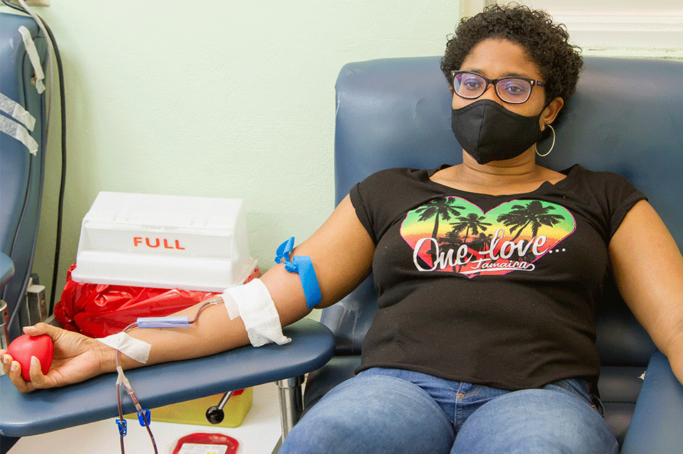 Blood donor in Jamaica.
