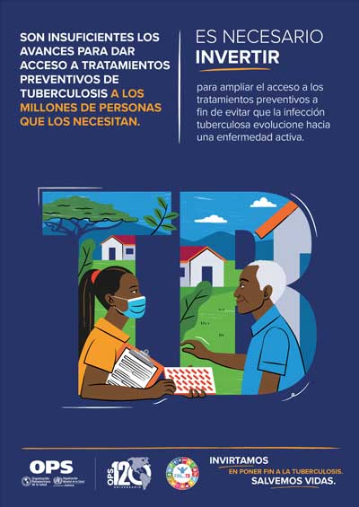 Afiche: Es necesario invertir para ampliar el acceso a los tratamientos preventivos a fin de evitar que la infección tuberculosa evolucione hacia una enfermedad activa
