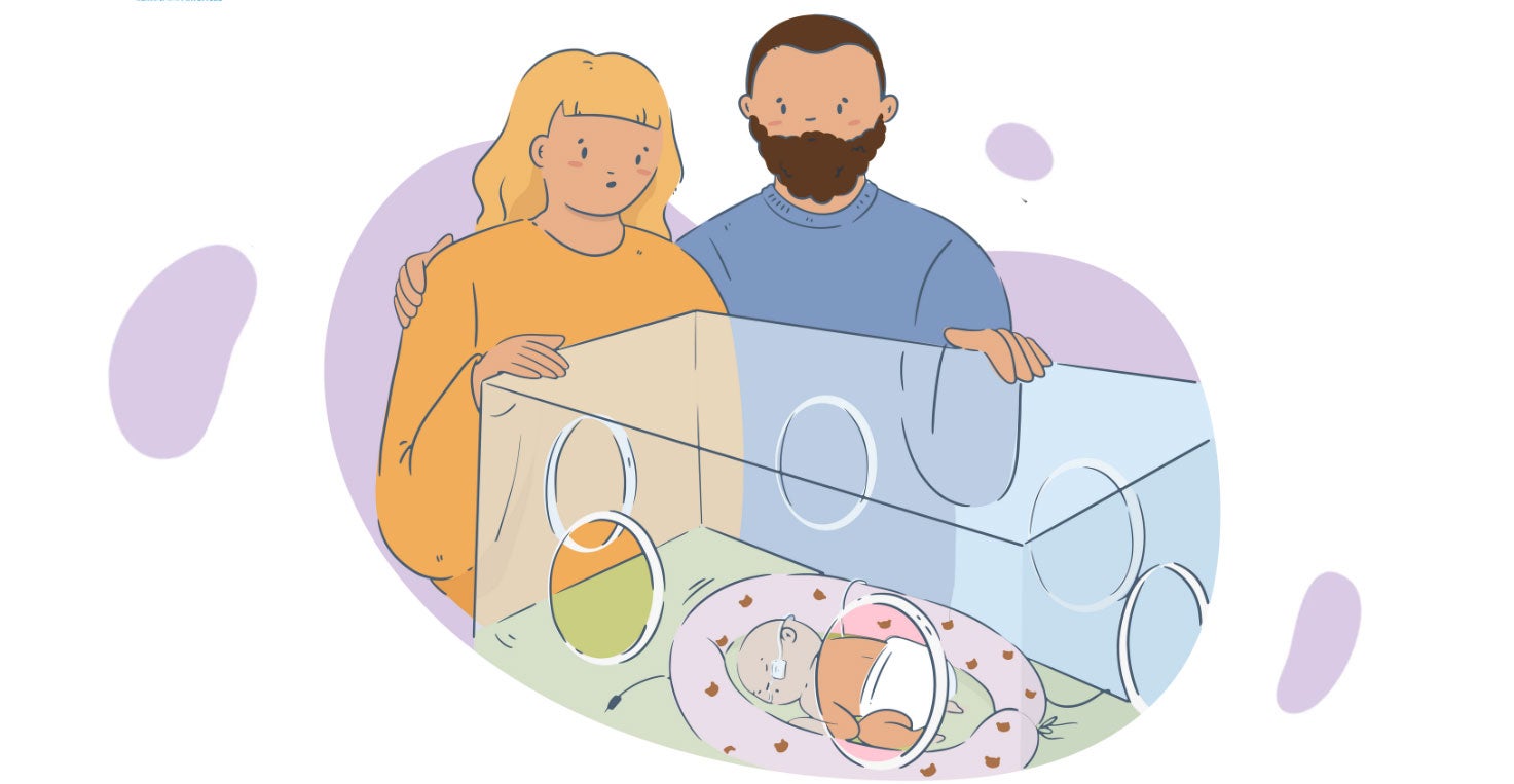 Parent with premature baby in NICU
