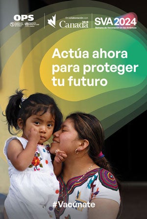 Afiche de Semana de Vacunación en las Américas 2025 - Madre e hija