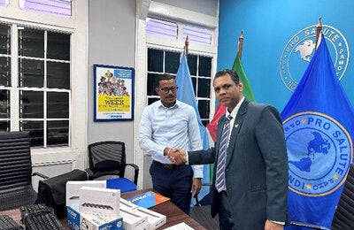 L to R: Dr. Rosmond Adams, PAHO/WHO Representative a.i and Dr. Rakesh Sukul, Acting Director of Health, Ministry of Health, Suriname