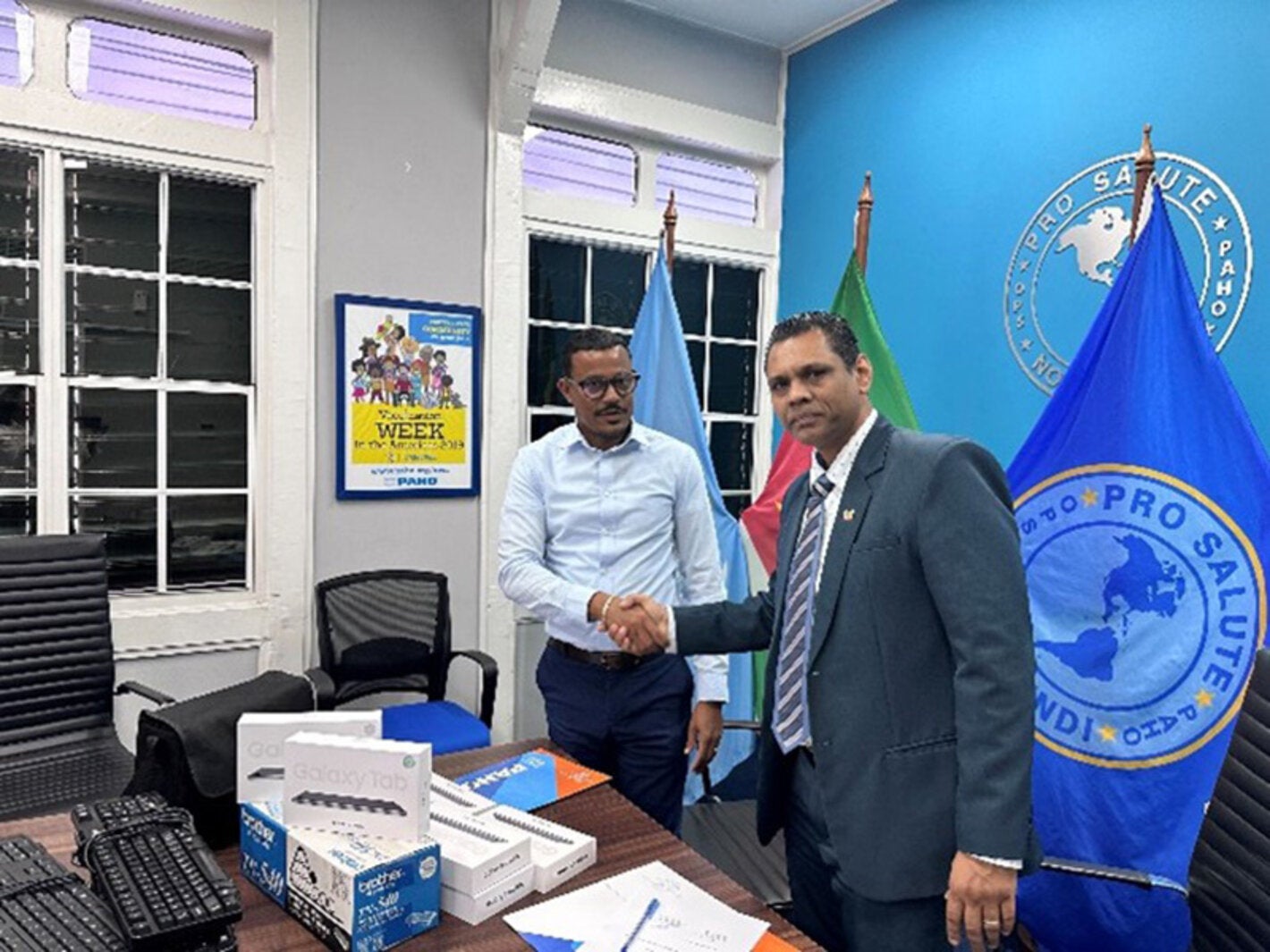 L to R: Dr. Rosmond Adams, PAHO/WHO Representative a.i and Dr. Rakesh Sukul, Acting Director of Health, Ministry of Health, Suriname