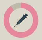 icon of a syringe inside a circle with 90% of the circumference in pink and 10% in soft greyy
