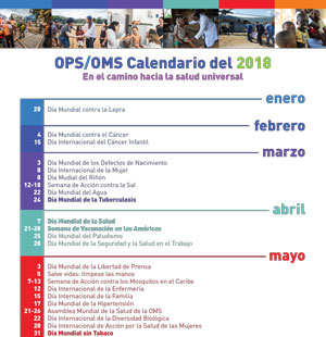 OPS/OMS Calendario del 2018 En el camino hacia la salud universal