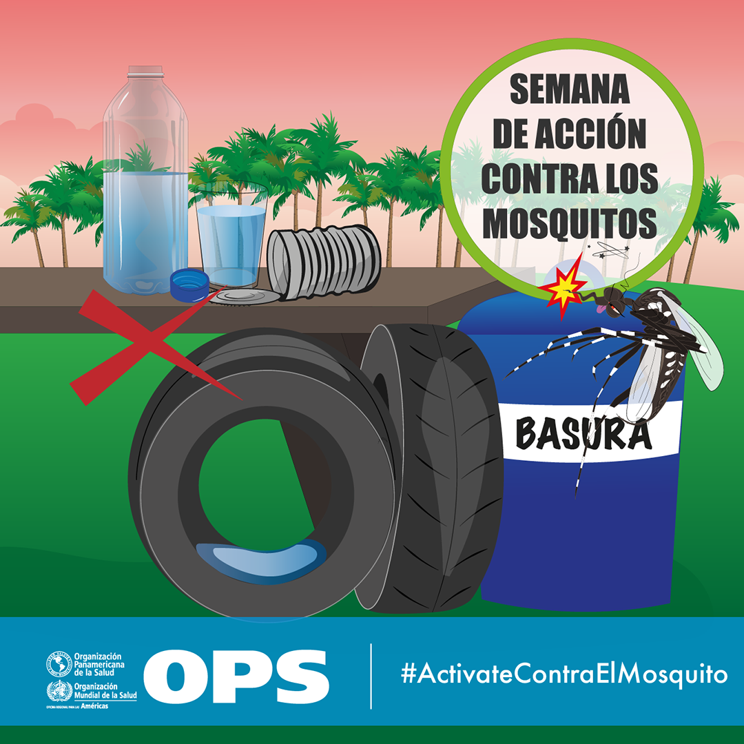 Semana de acción contra los mosquitos 2018-2019: Postal para redes sociales - Contenedor de basura 