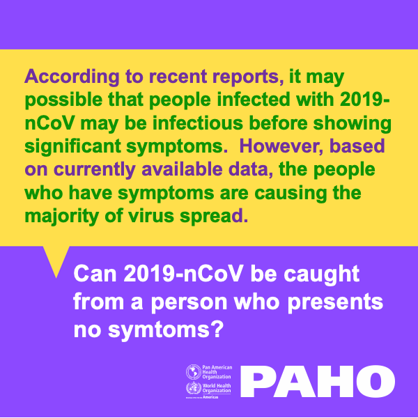 Social Media Postcard: Can 2019-nCoV be caught from a person who presents no symptoms?