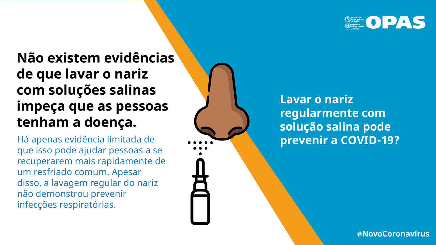 Não existem evidências de que lavar o nariz com soluções salinas impeça que as pessoas tenham a doença.