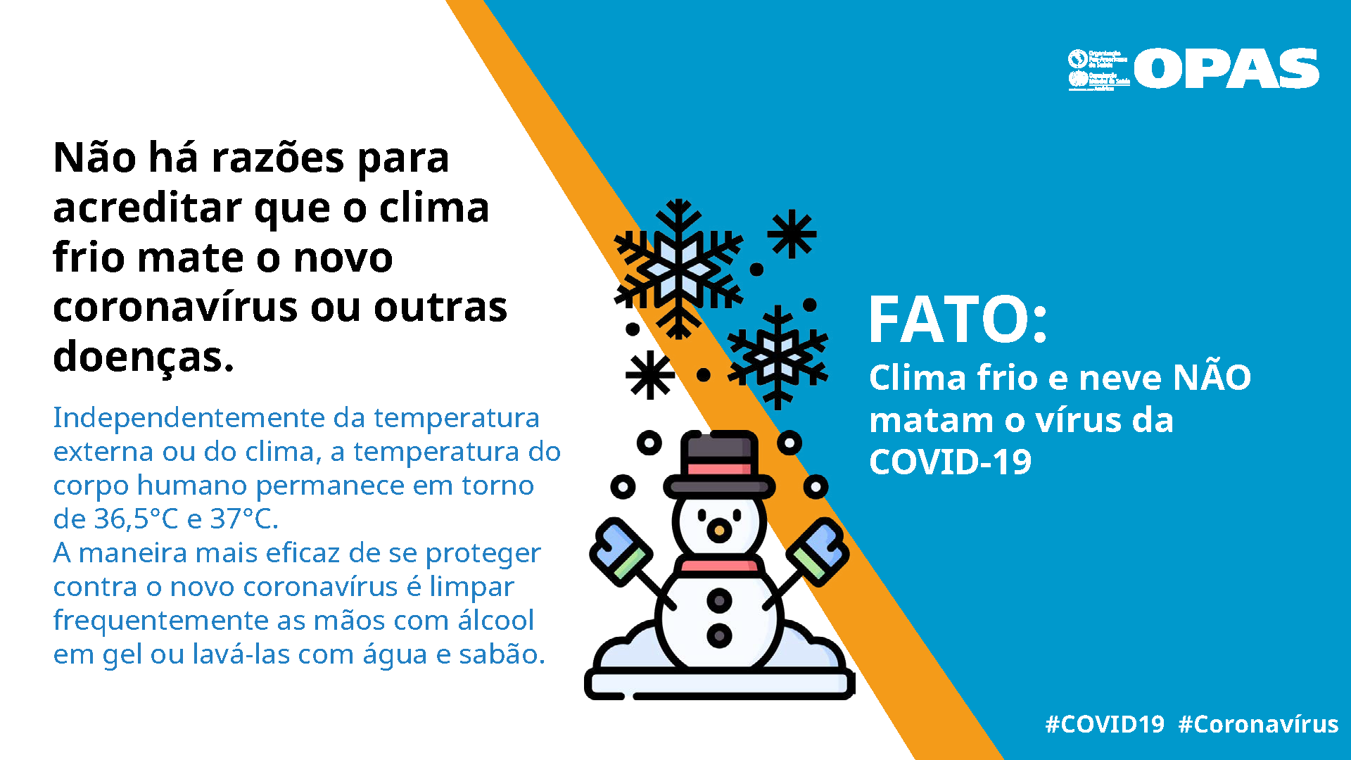 FATO: Clima frio e neve NÃO matam o vírus da COVID-19