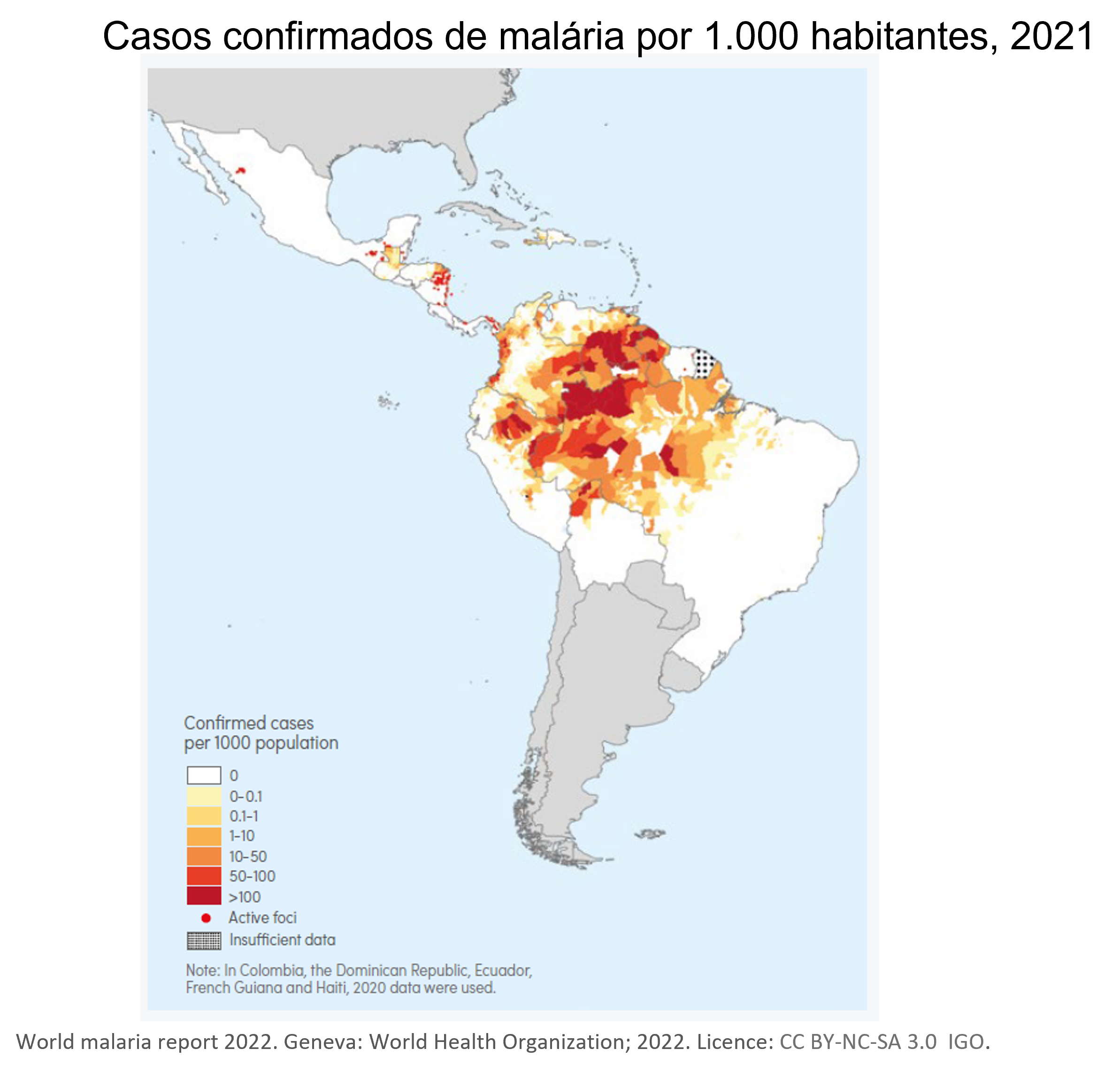 Relatório Mundial da Malária: Mapa da Região das Américas (Full)