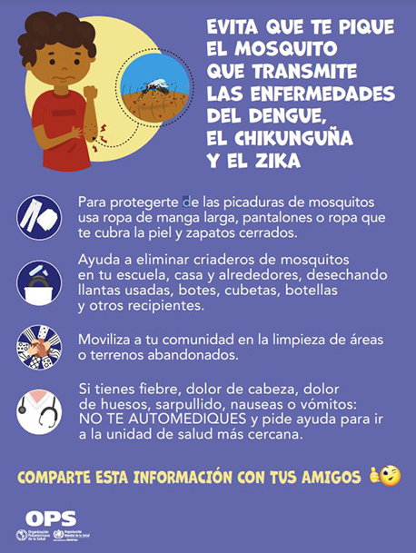 Poster: Prevención en niños contra el dengue, el chikunguña y el Zika