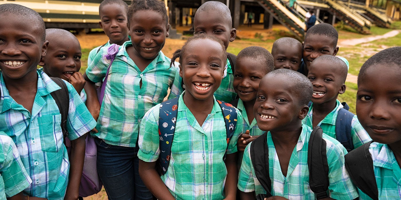 School age boys smiling