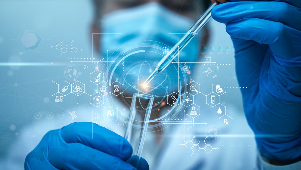 Person in a lab conducting testing