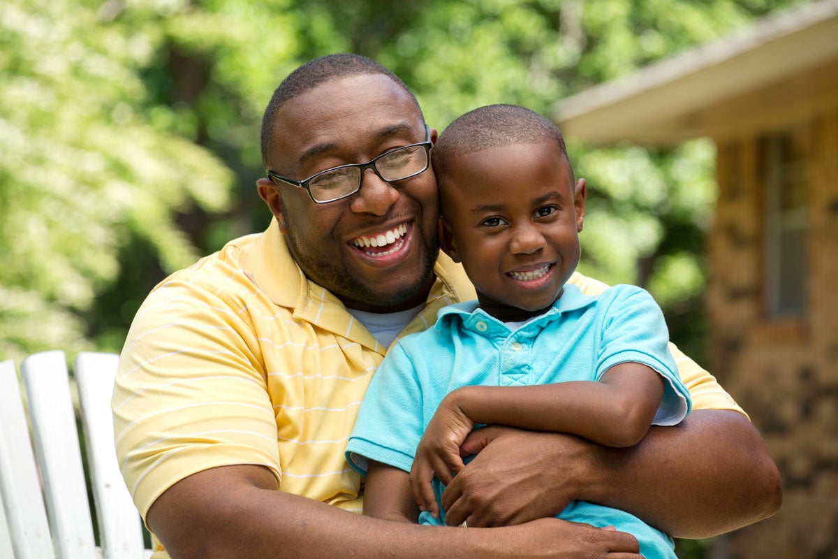 Portrait of a father and his son.