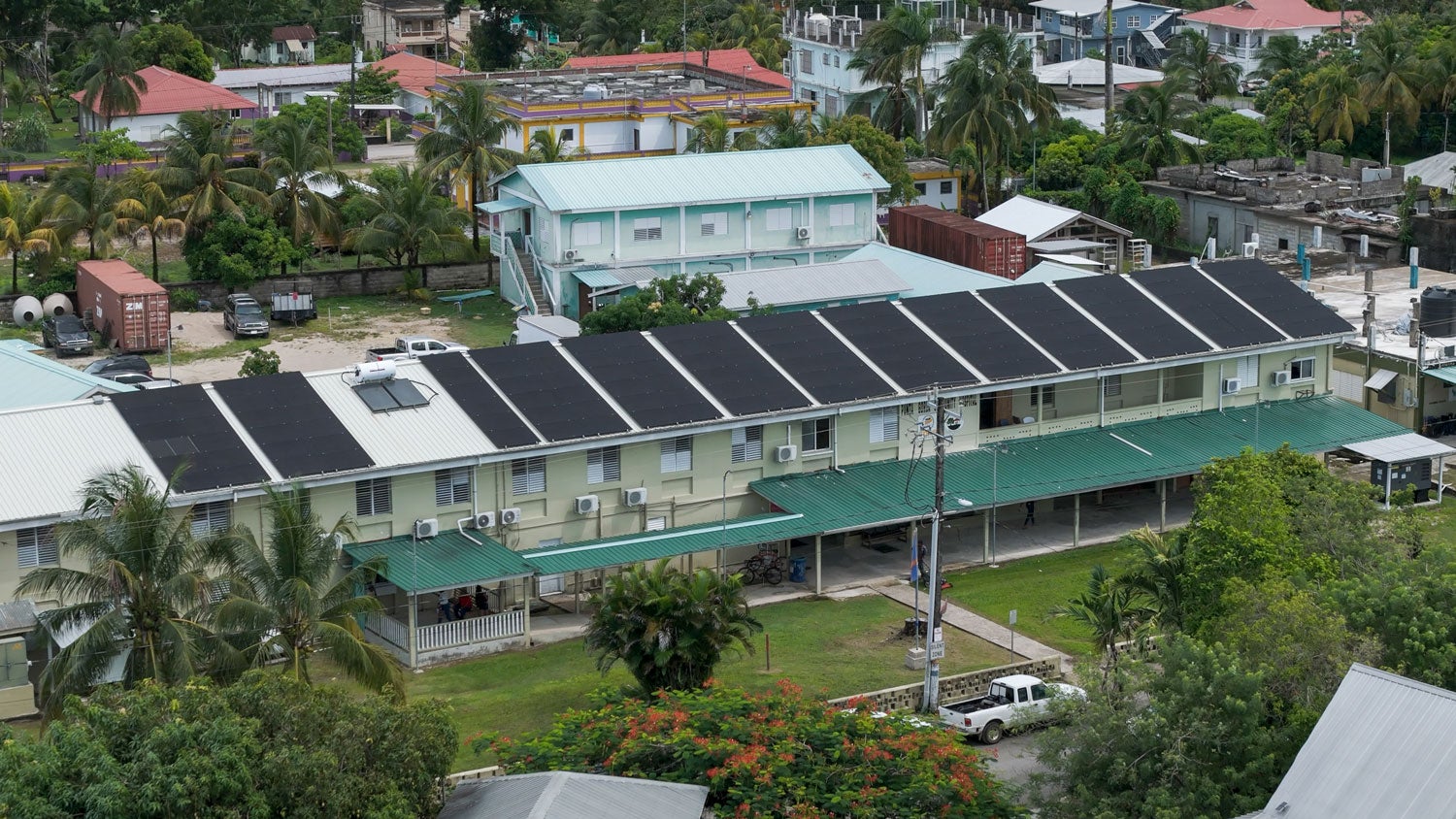 Image of the solar system on the rooftop of the Punta Gorda Community Hospital