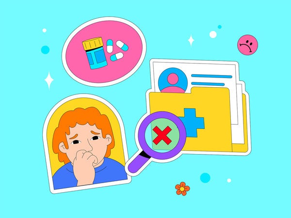 Medical file, pills, sick child