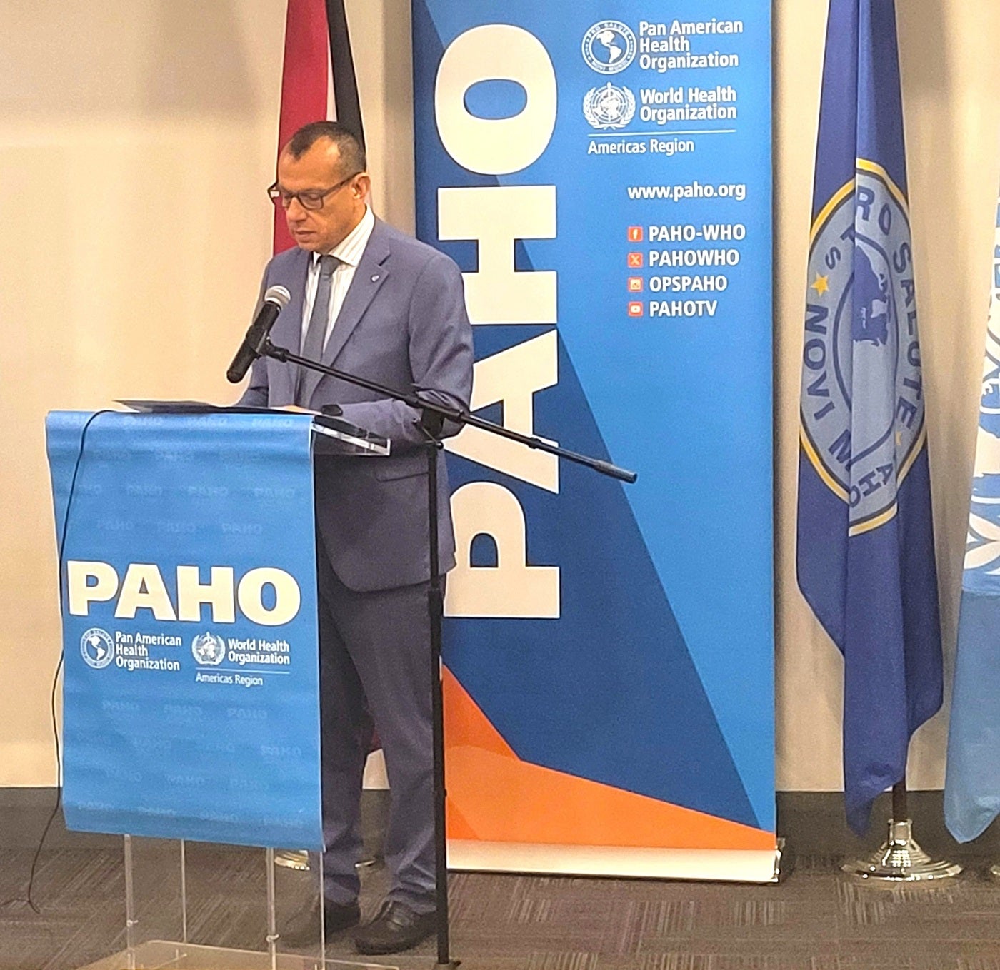 Dr Gabriel Vivas Francesconi, PAHO/WHO Representative for Trinidad and Tobago, and the Dutch Caribbean islands delivered Welcome Remarks at the workshop