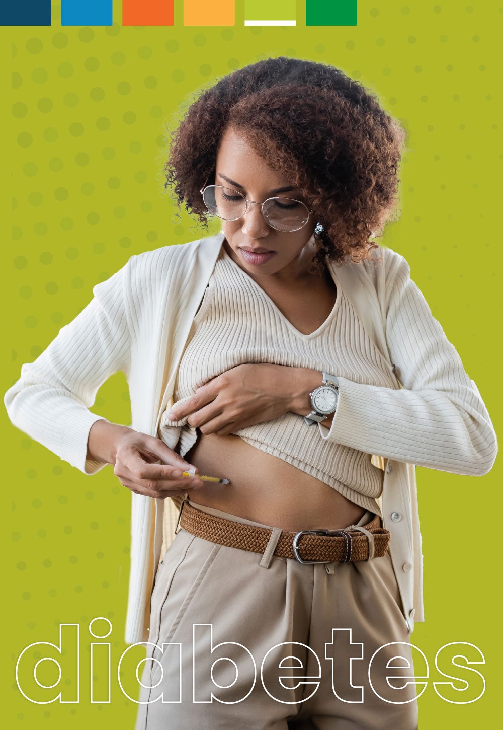 Woman with diabetes injecting insulin