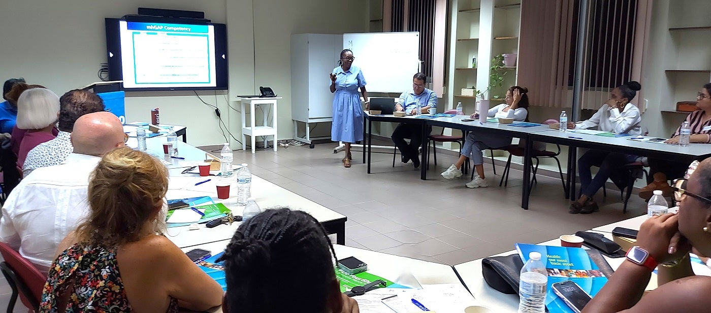 Dr. Claudina Cayetano, taking the participants through the mhGAP training modules