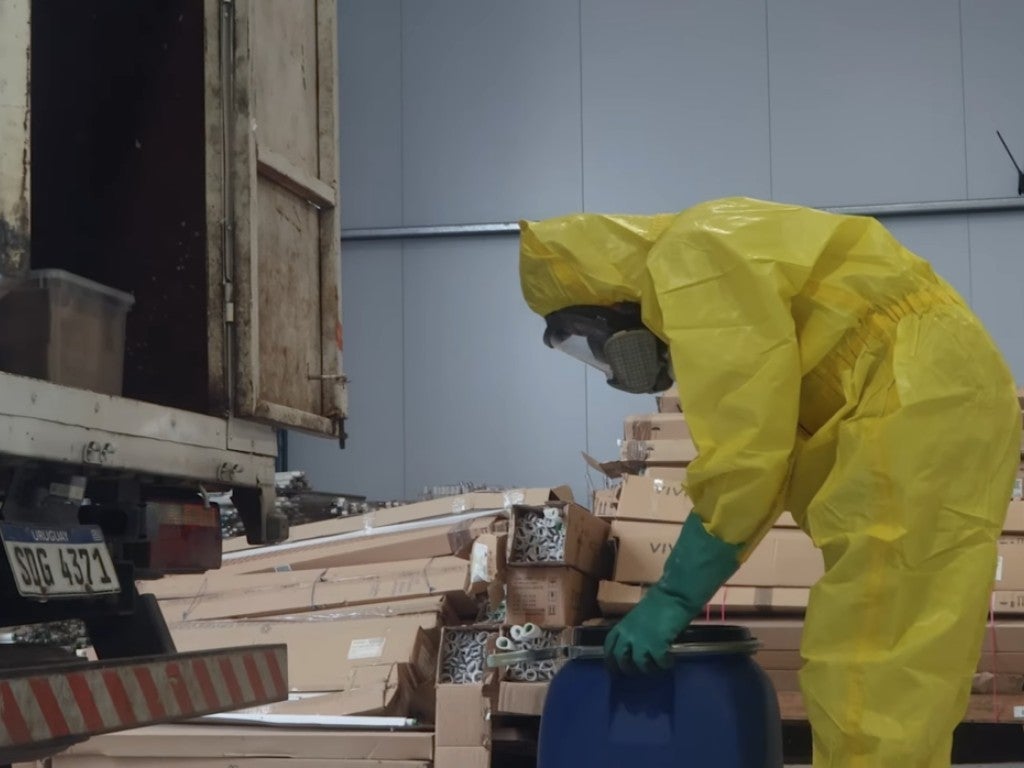 worker transporting hazardous products