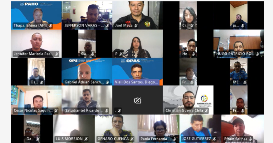 ""print de pantalla de los participantes del curso online de vigilancia de fiebre aftosa en Ecuador