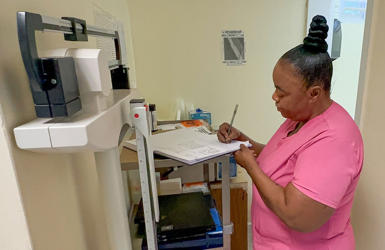 Medical staff documenting information