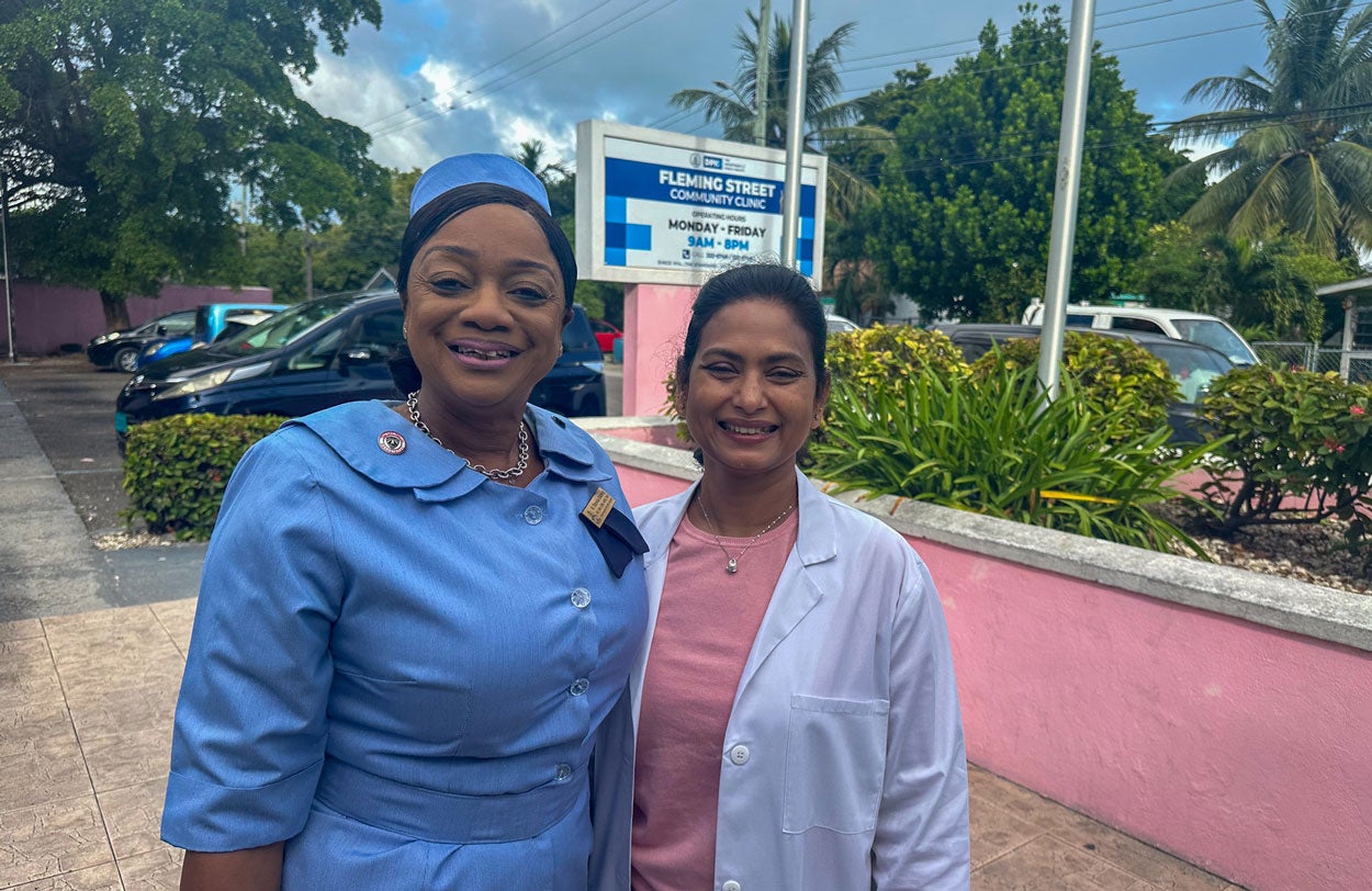 Medical staff outside of health facility