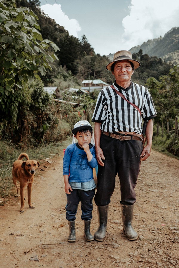 Family man, child, and dog