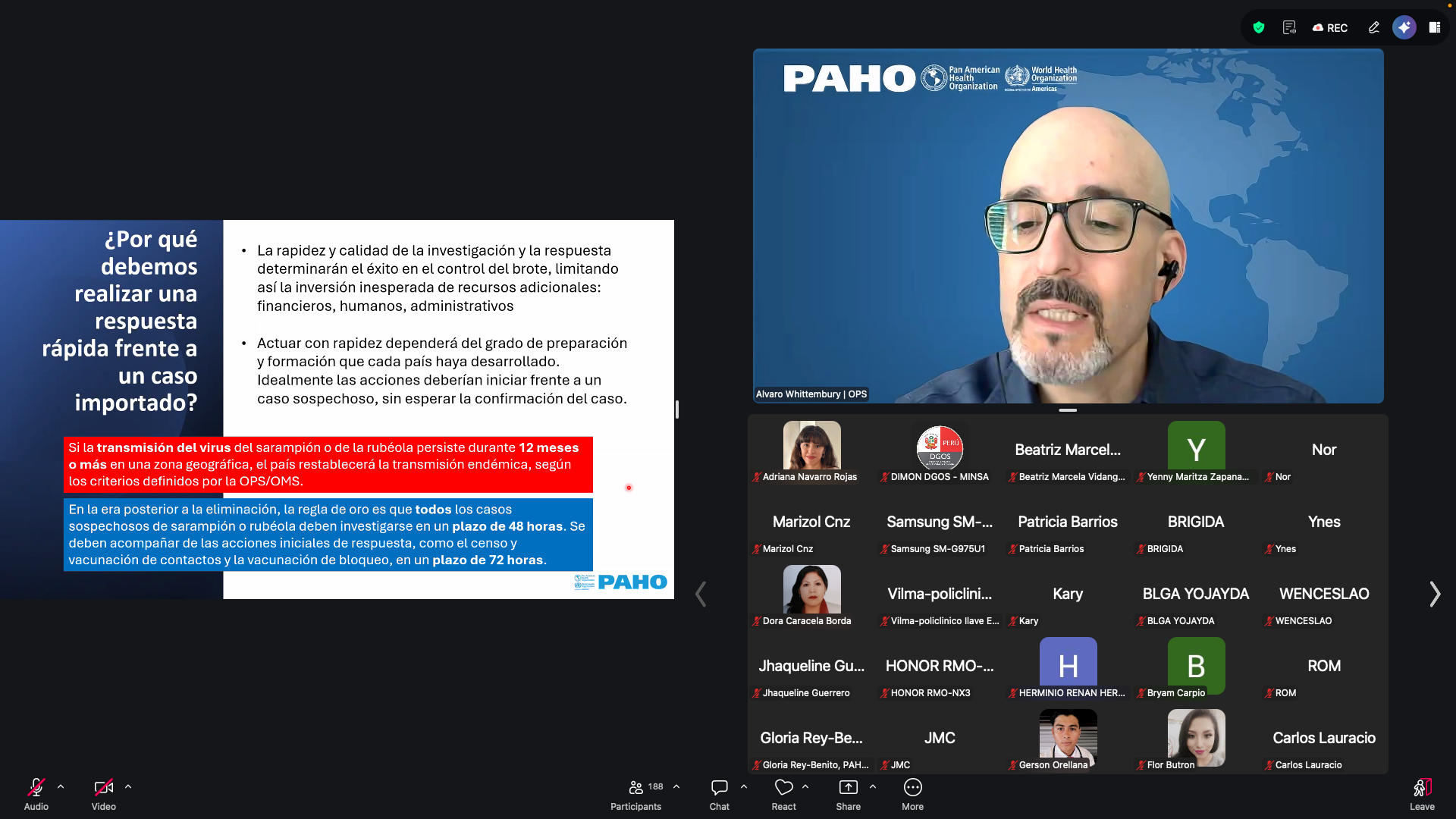 Pantalla de zoom muestra a asistentes de capacitación virtual