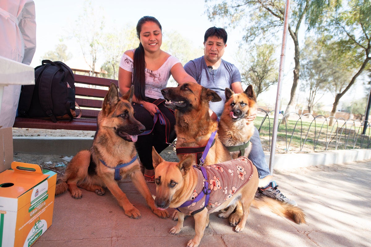 Family who brought their pets to be vaccinated