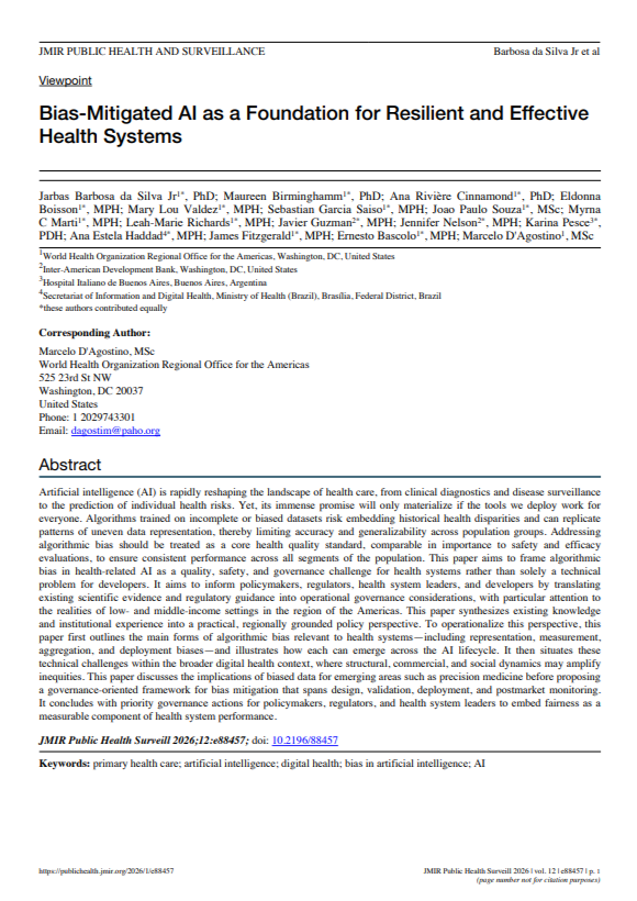 Bias-Mitigated AI as a Foundation for Resilient and Effective Health Systems Bias-Mitigated AI as a Foundation for Resilient and Effective Health Systems