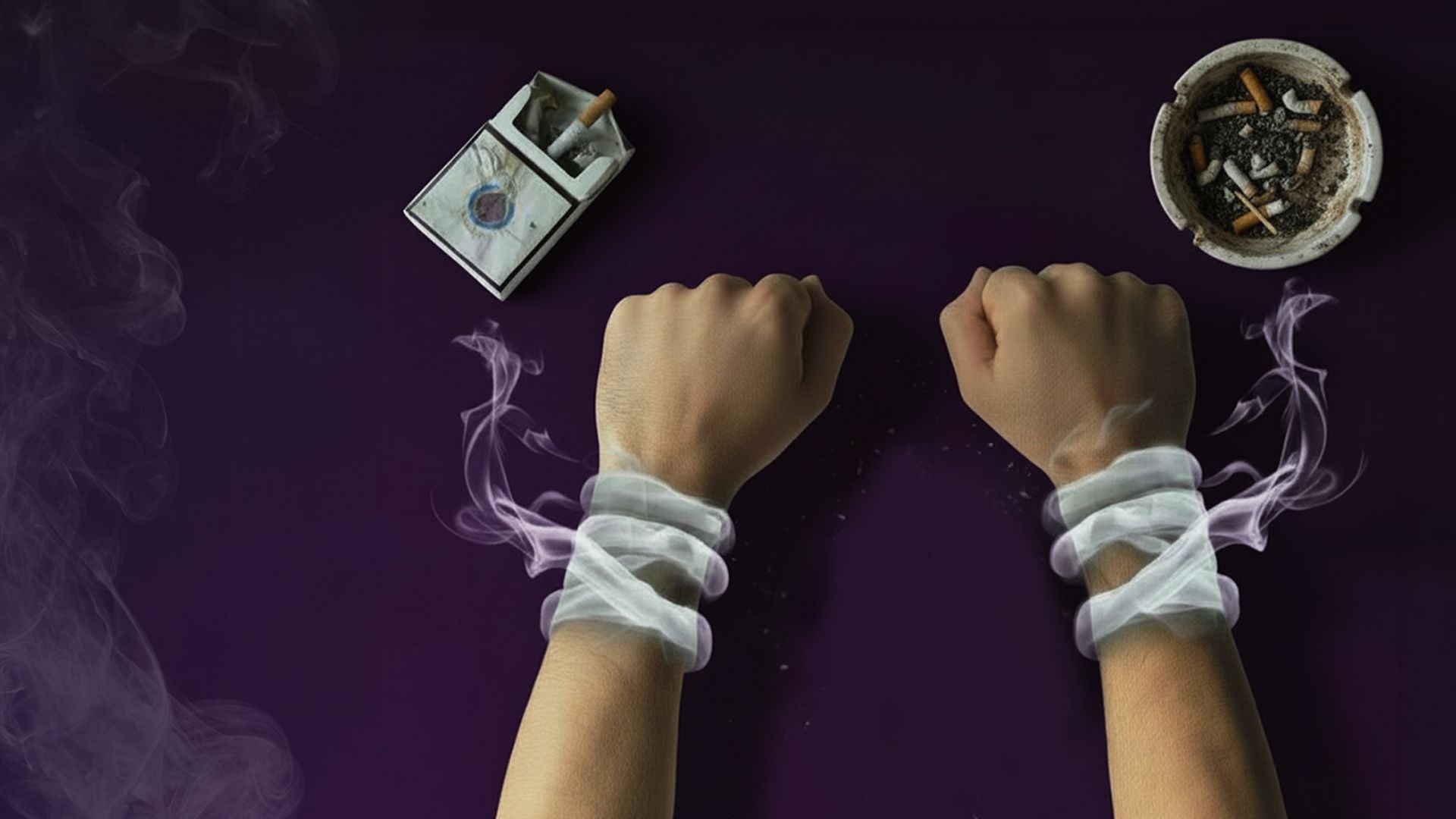 hands tight with smoke