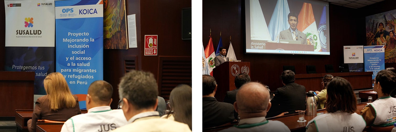 Participantes del foro “Alianza para mejorar el acceso y mitigar la xenofobia, el estigma y la discriminación en la atención de salud de migrantes y refugiados en el Perú” 