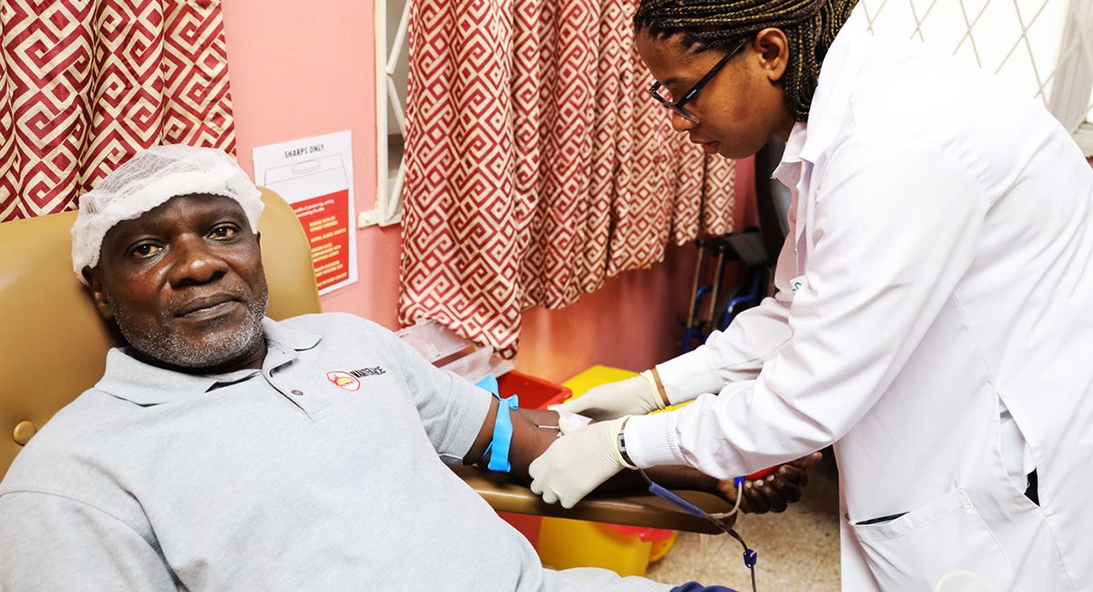 Man donating blood