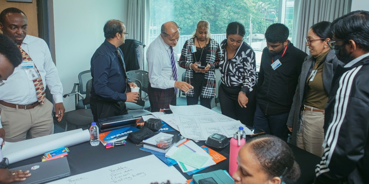 Participants from the Public Health Datathon are involved in their working groups.