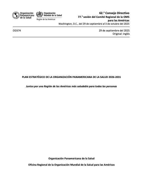 Plan Estratégico de la Organización Panamericana de la Salud 2026-2031