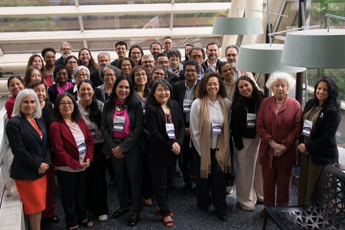 Participantes de la 8ª Reunión de Coordinación Regional de la Biblioteca Virtual en Salud, el 26 de octubre, en São Paulo.
