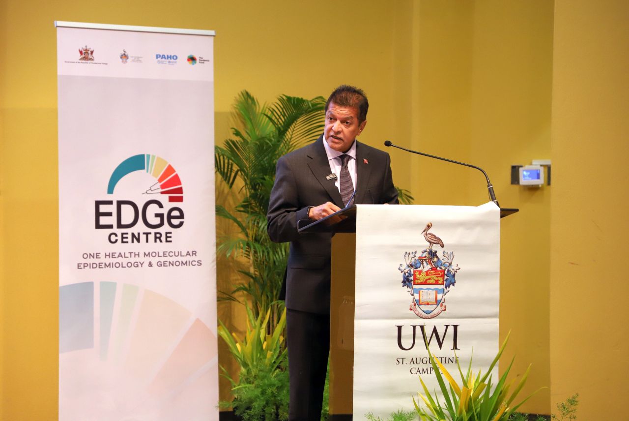   The Honourable Dr. Lackram Bodoe, Minister of Health of Trinidad and Tobago, delivers his address at the event, reaffirming the Government's commitment to strengthening disease surveillance and response.