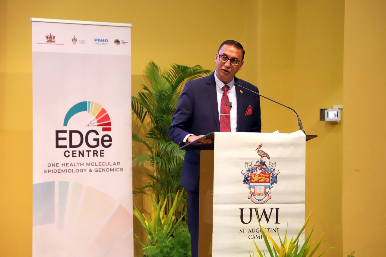 Senator the Honourable Ravi Ratiram, Minister of Agriculture and Fisheries of Trinidad and Tobago, delivers his address at the event, highlighting the importance of a whole-of-government approach to safeguarding human, animal and environmental health and strengthening Trinidad and Tobago’s preparedness for emerging disease threats