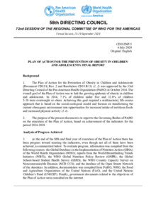 CD58/INF/5 - Plan of Action for the Prevention of Obesity in Children and Adolescents: Final Report