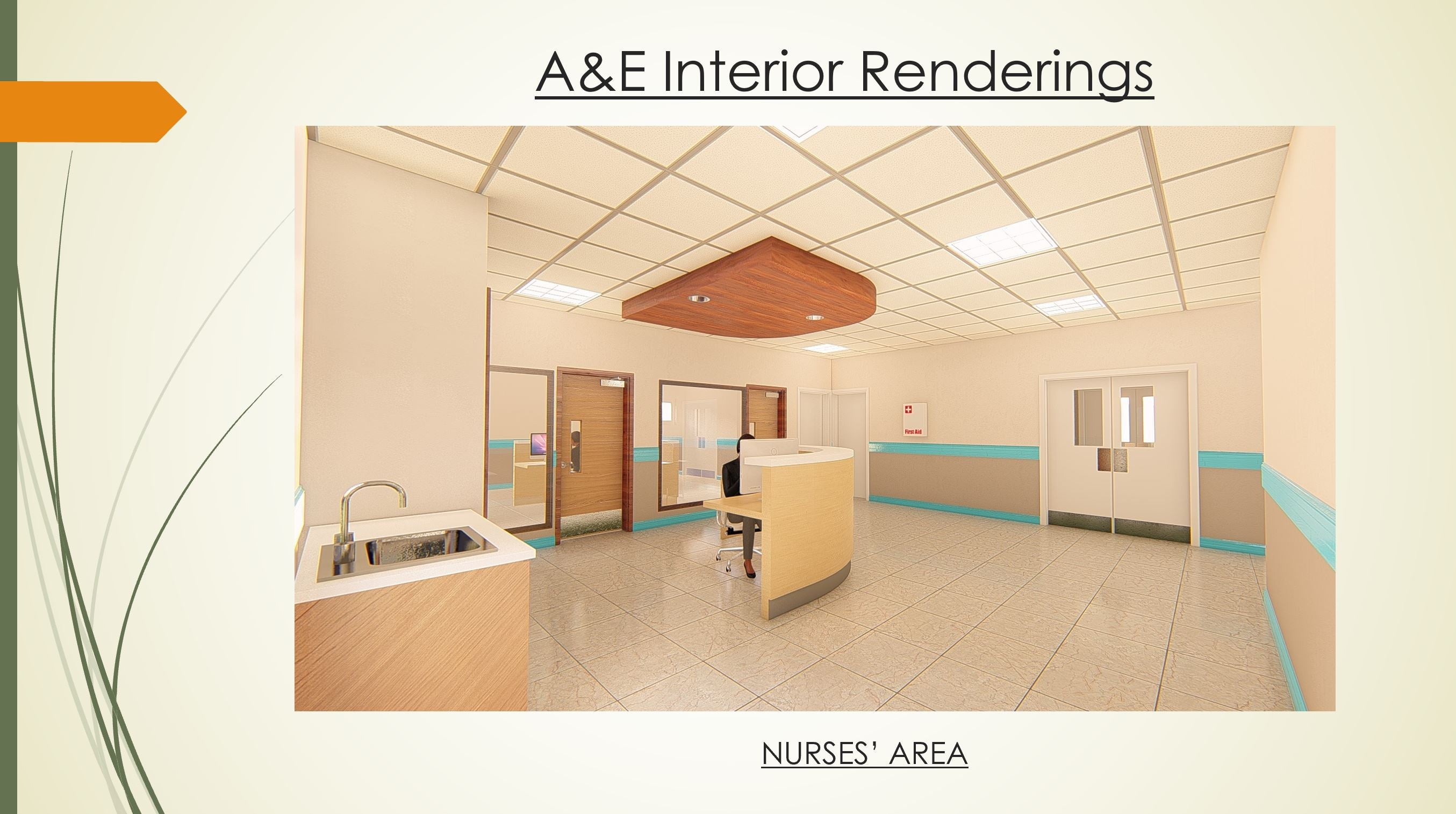 Rendering of the Nurses Area for the Corozal Community Hospital