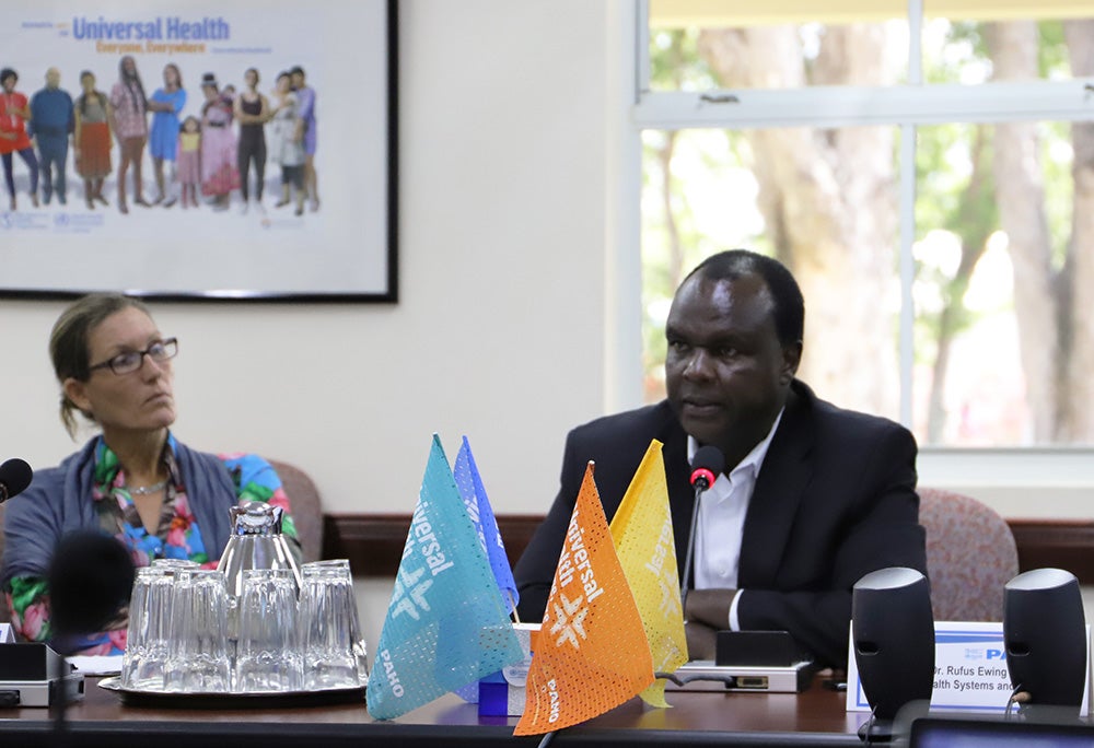 Dr Jean Marie Rwangabwoba, Advisor Health Surveillance, Disease Prevention and Control also lead person for the ECC COVID-19 Incident Management team in collaboration with the PWR, presented on measures related to international traffic and advice for international travel and trade. He also outlined the role of PAHO/WHO during the outbreak. 