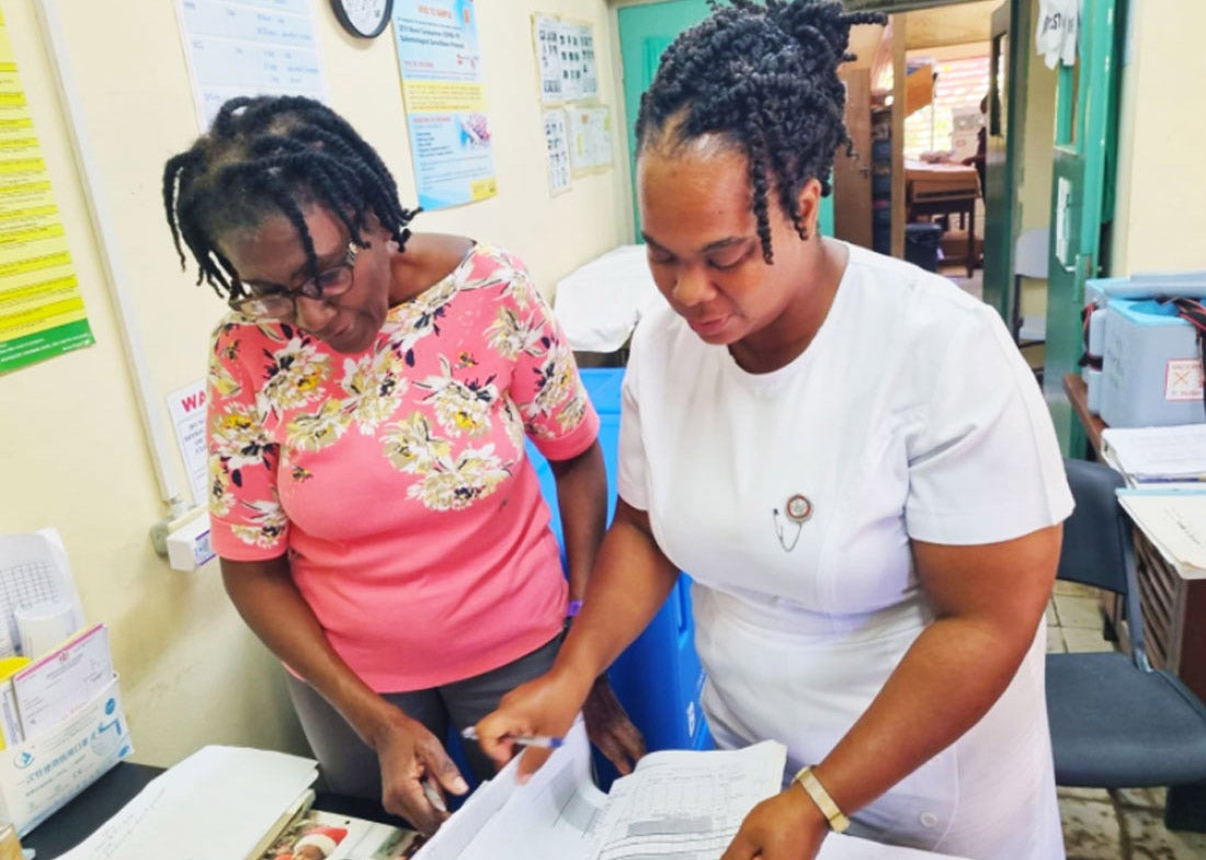 Female workers in a health facility
