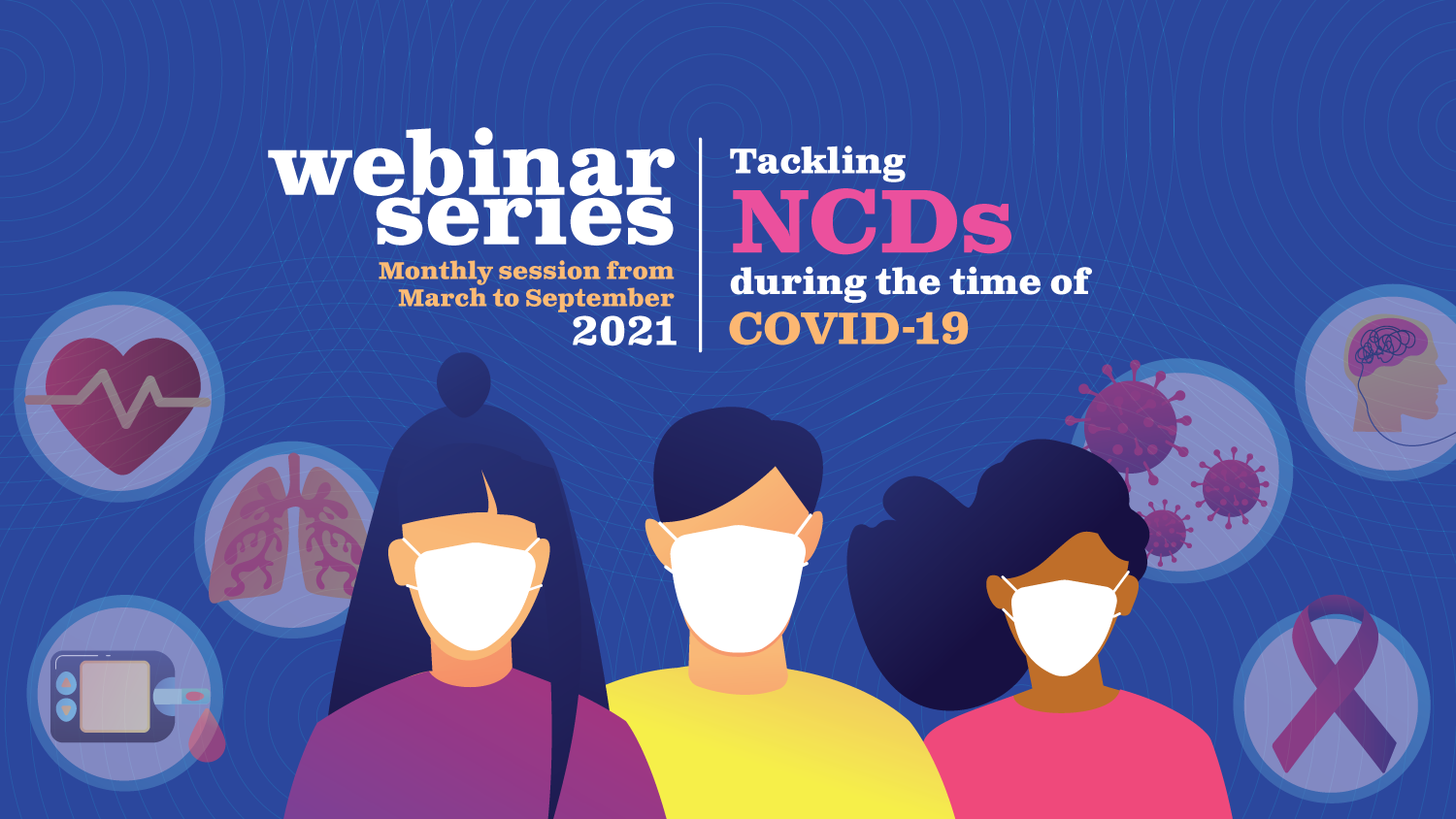 Banner of the webinar series on NCDs and COVID-19