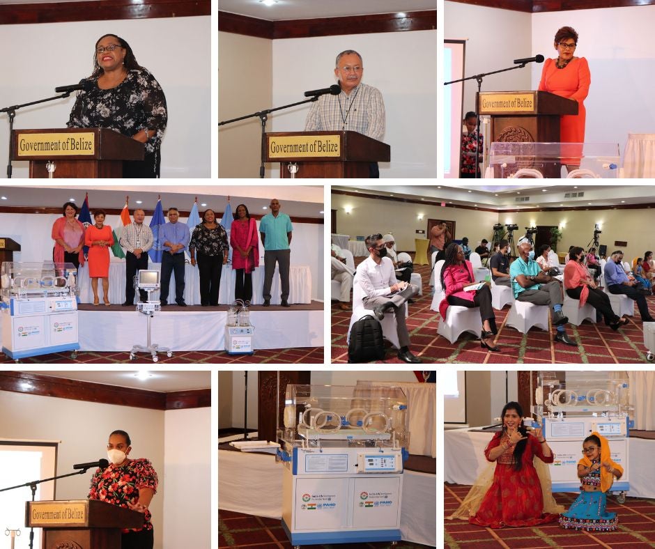 Formal handover ceremony of medical equipment through the India-UN grant to the MoHW in Belize.