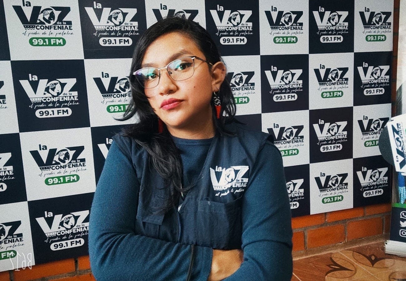 Indira Vargas is a 30-year-old Kichwa woman, who has worked as a volunteer at a community radio station throughout the pandemic. 
