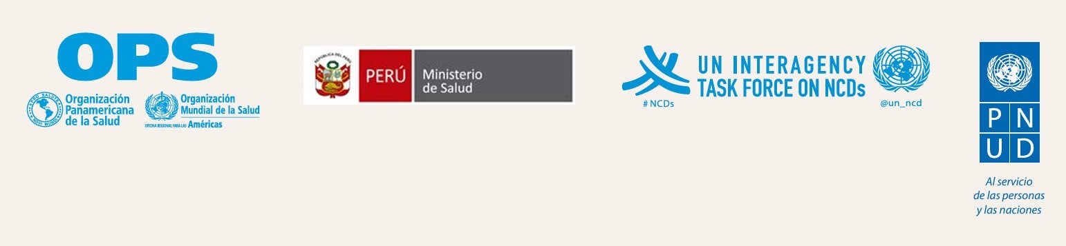 línea con los logos de OPS, el Ministerio de Salud de Perú, UN Task Force for NCDs y UNDP
