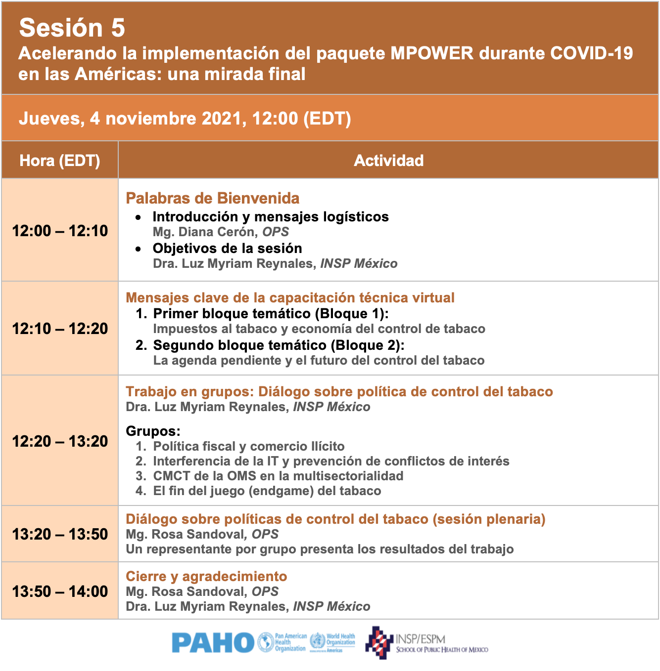 Sesion 5 MPOWER agenda